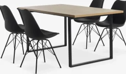 AABENRAA + KLARUPAABENRAA L160 table coloris chêne + 4 KLARUP chaises noir