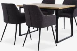 AABENRAA + PURHUSAABENRAA L120 table coloris chêne + 4 PURHUS chaises gris