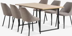 AABENRAA + VELLEVAABENRAA L160 table coloris chêne + 4 VELLEV chaises sable