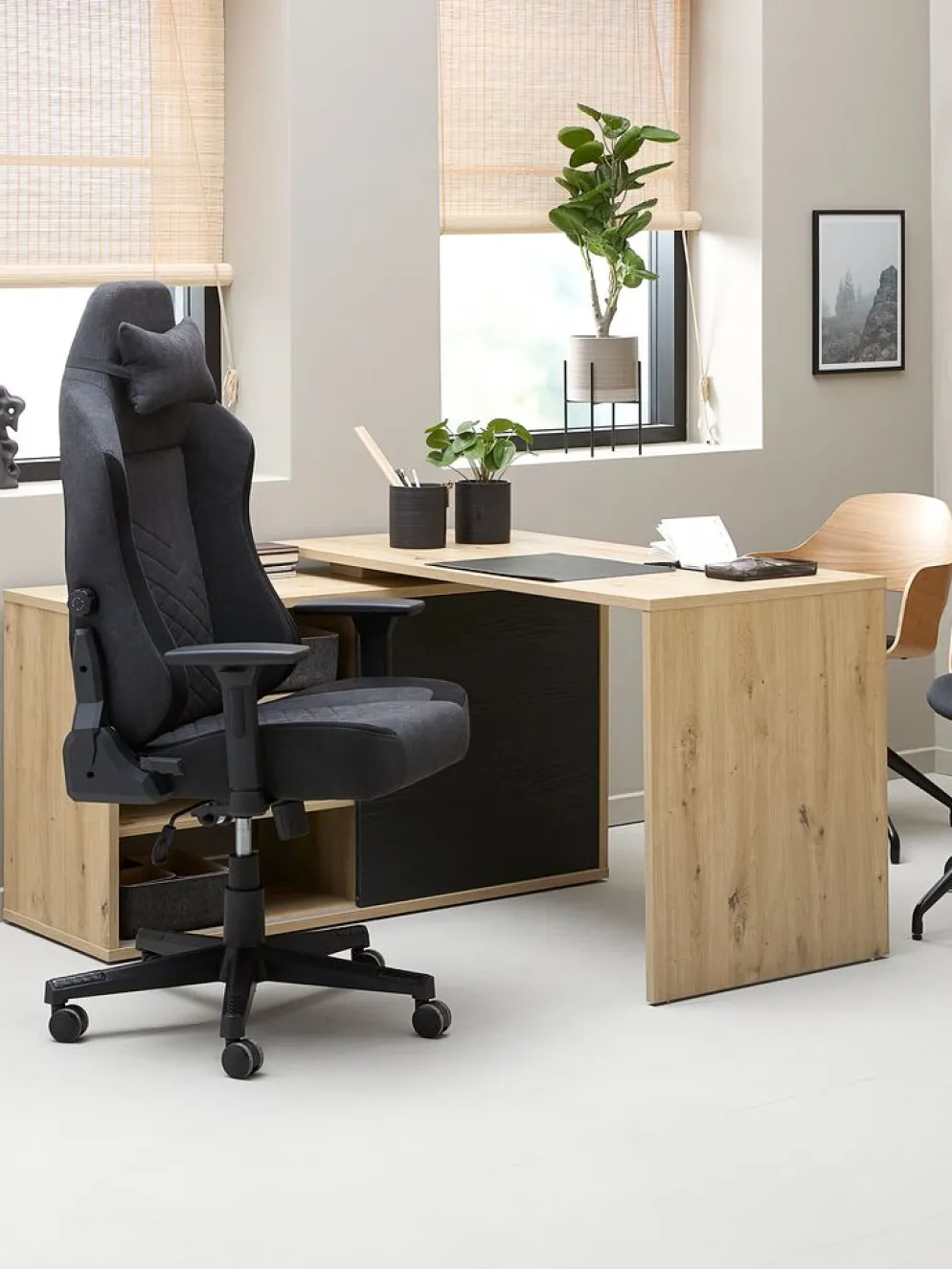 ABILDAAChaise gaming ABILDAA tissu gris anthracite
