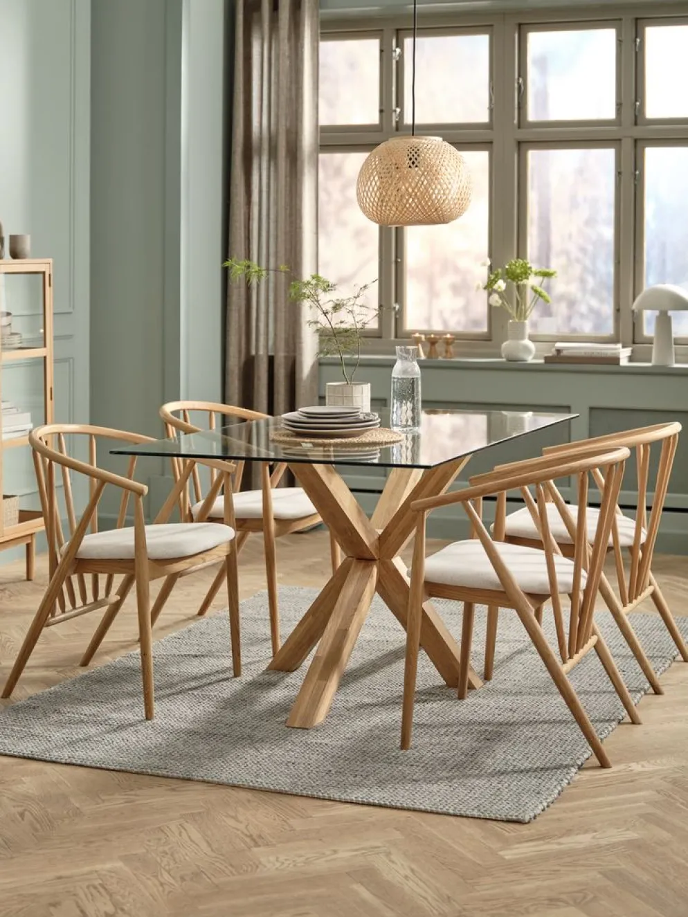 AGERBYTable AGERBY 90x160 verre/chêne naturel