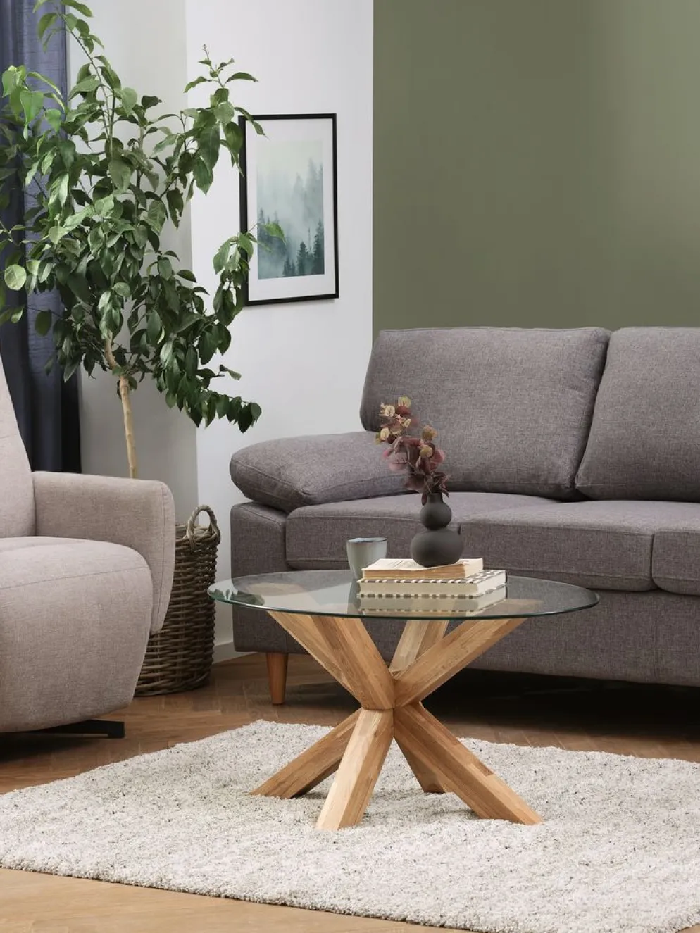 AGERBYTable basse AGERBY 60x100 verre/chêne naturel