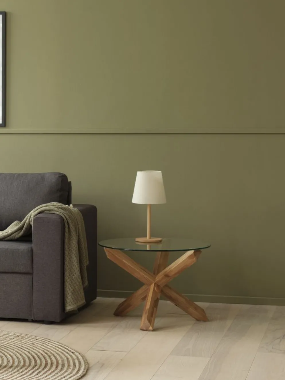 AGERBYTable basse AGERBY Ø60 verre/chêne naturel