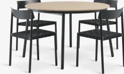 AKTIVEN + HAGLEBUAKTIVEN L118/168 table naturel + 4 HAGLEBU chaises noir