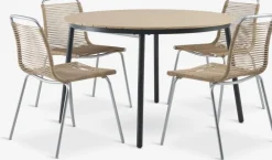 AKTIVEN + MIDDAGSBERGETAKTIVEN L118/168 table + 4 MIDDAGSBERGET chaises naturel