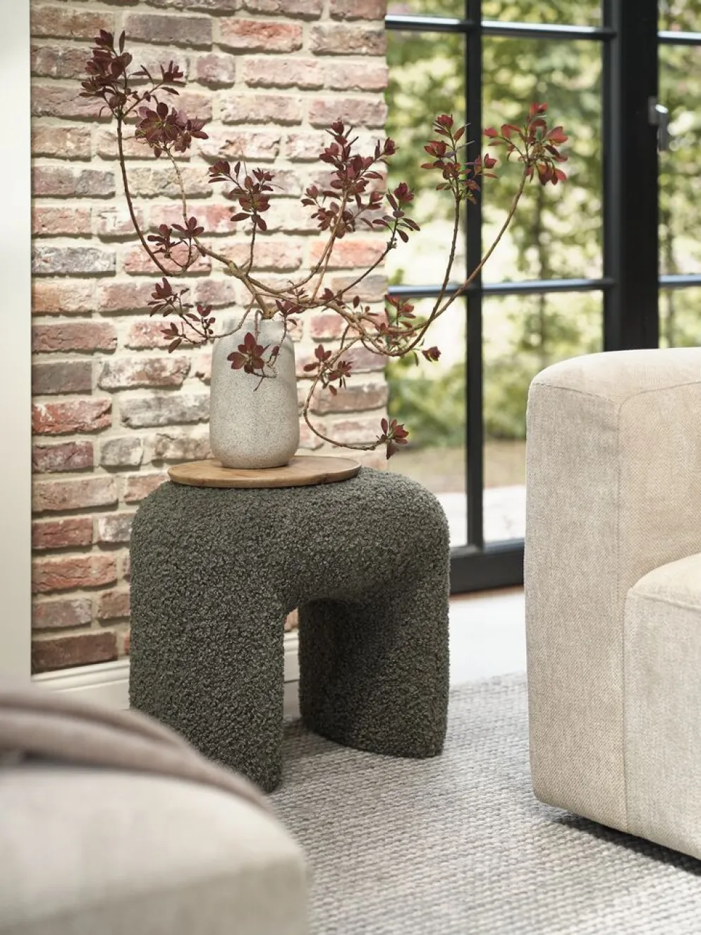 ANDSTPouf ANDST 46x38 tissu teddy vert olive