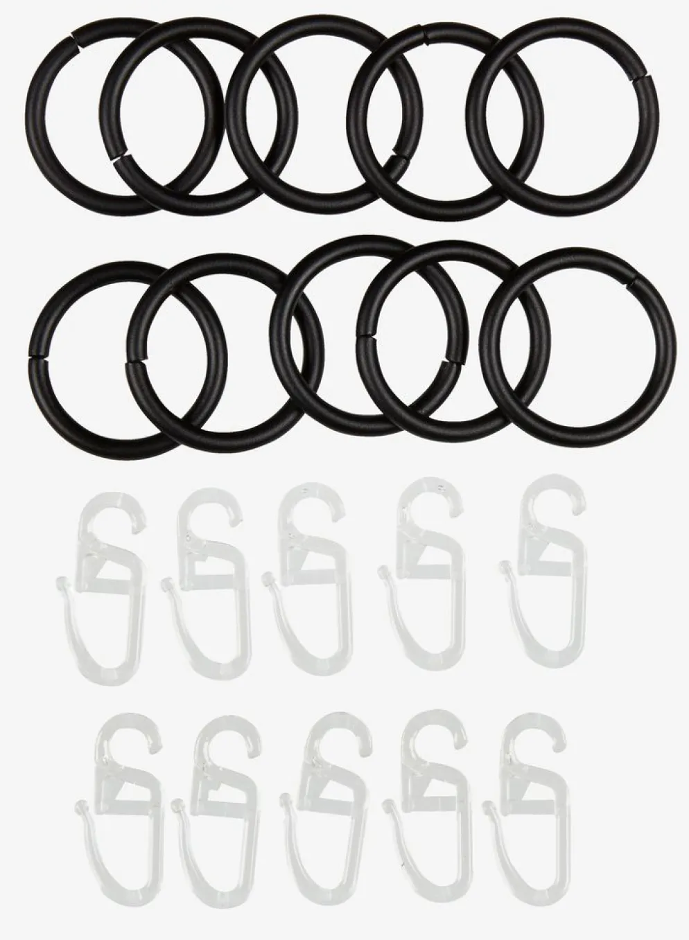 Anneau rideau a/crochet 10pcs/pqt noir