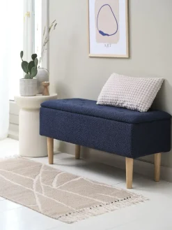 BADSTEDBanc BADSTED a/rangement tissu bleu foncé