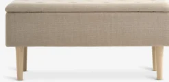 BADSTEDBanc BADSTED a/rangement tissu beige/coloris chêne