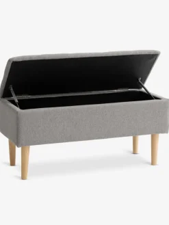 BADSTEDBanc BADSTED a/rangement tissu gris clair/coloris chêne