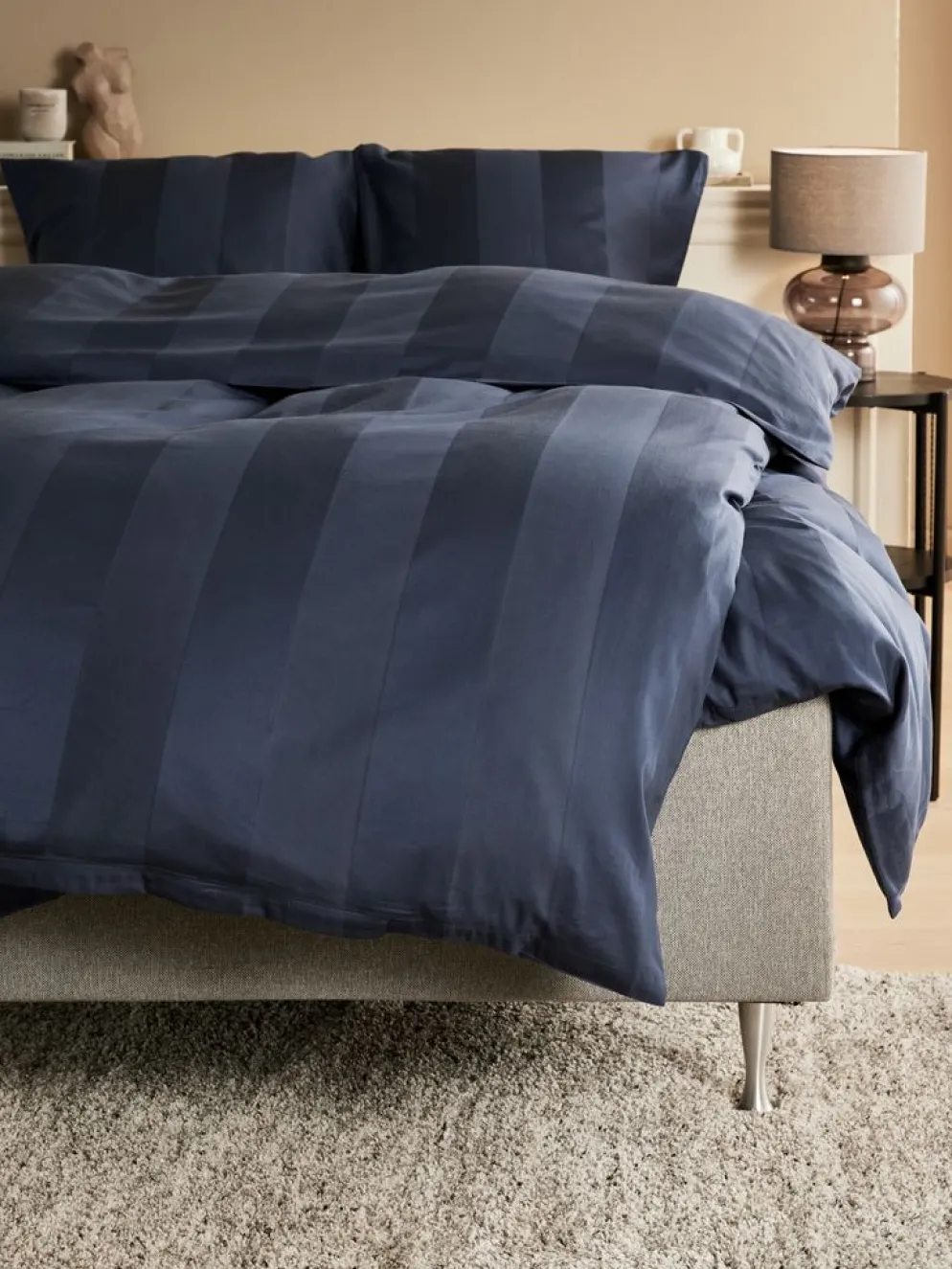 BARBOGoldParure de lit Satin BARBO 240x220 bleu foncé
