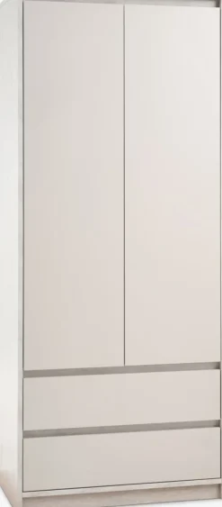 BILLUNDArmoire BILLUND 80x193 2 portes 2 tir. colo. travertin/beige