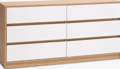 BILLUNDCommode 3+3 tiroirs BILLUND blanc/coloris chêne naturel