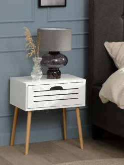 BROBYTable de nuit BROBY 1 tiroir coloris bambou/blanc
