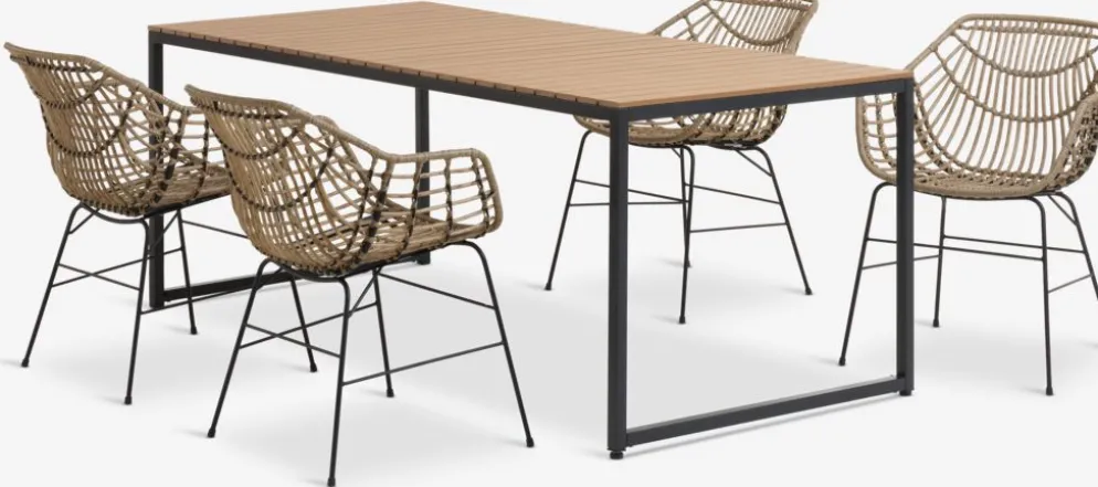 DAGSVAD + ILDERHUSEDAGSVAD L190 table + 4 ILDERHUSE chaises naturel