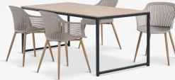 DAGSVAD + VANTOREDAGSVAD L190 table naturel + 4 VANTORE chaises sable foncé