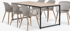 DAGSVAD + VANTOREDAGSVAD L190 table naturel + 4 VANTORE chaises sable foncé