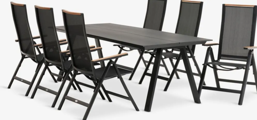 FAUSING + BREDSTENFAUSING L220 table + 4 BREDSTEN chaises noir