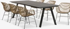 FAUSING + ILDERHUSEFAUSING L220 table noir + 4 ILDERHUSE chaises naturel