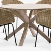 FUGLSAND + TUERNEFUGLSAND Ø120 table acacia + 4 TUERNE chaises naturel