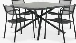 GOTHENBURG + HEMSEDALGOTHENBURG L120 table gris + 4 HEMSEDAL chaises noir