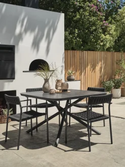 GOTHENBURG + TRILLEVALLENGOTHENBURG L120 table gris + 4 TRILLEVALLEN chaises noir