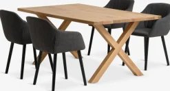 GRIBSKOV + ADSLEVGRIBSKOV L180 table chêne nat. + 4 ADSLEV chaises anthracite