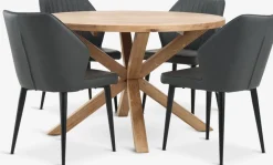 GRIBSKOV + LUNDERSKOVGRIBSKOV Ø120 table chêne + 4 LUNDERSKOV chaises anthracite