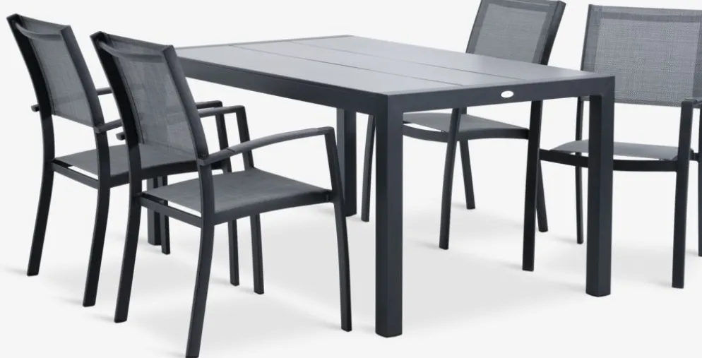 HAGEN + STRANDBYHAGEN L160 table + 4 STRANDBY chaises gris