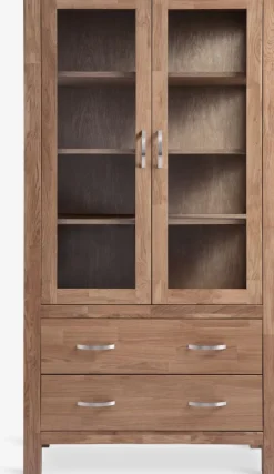 HAGEVitrine HAGE 2 portes 2 tiroirs chêne naturel