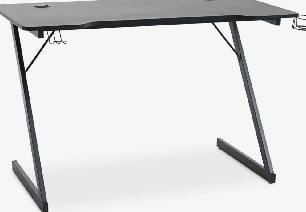 HALSTEDBureau gaming HALSTED 60x120 a/porte-gobelet+écouteurs noir