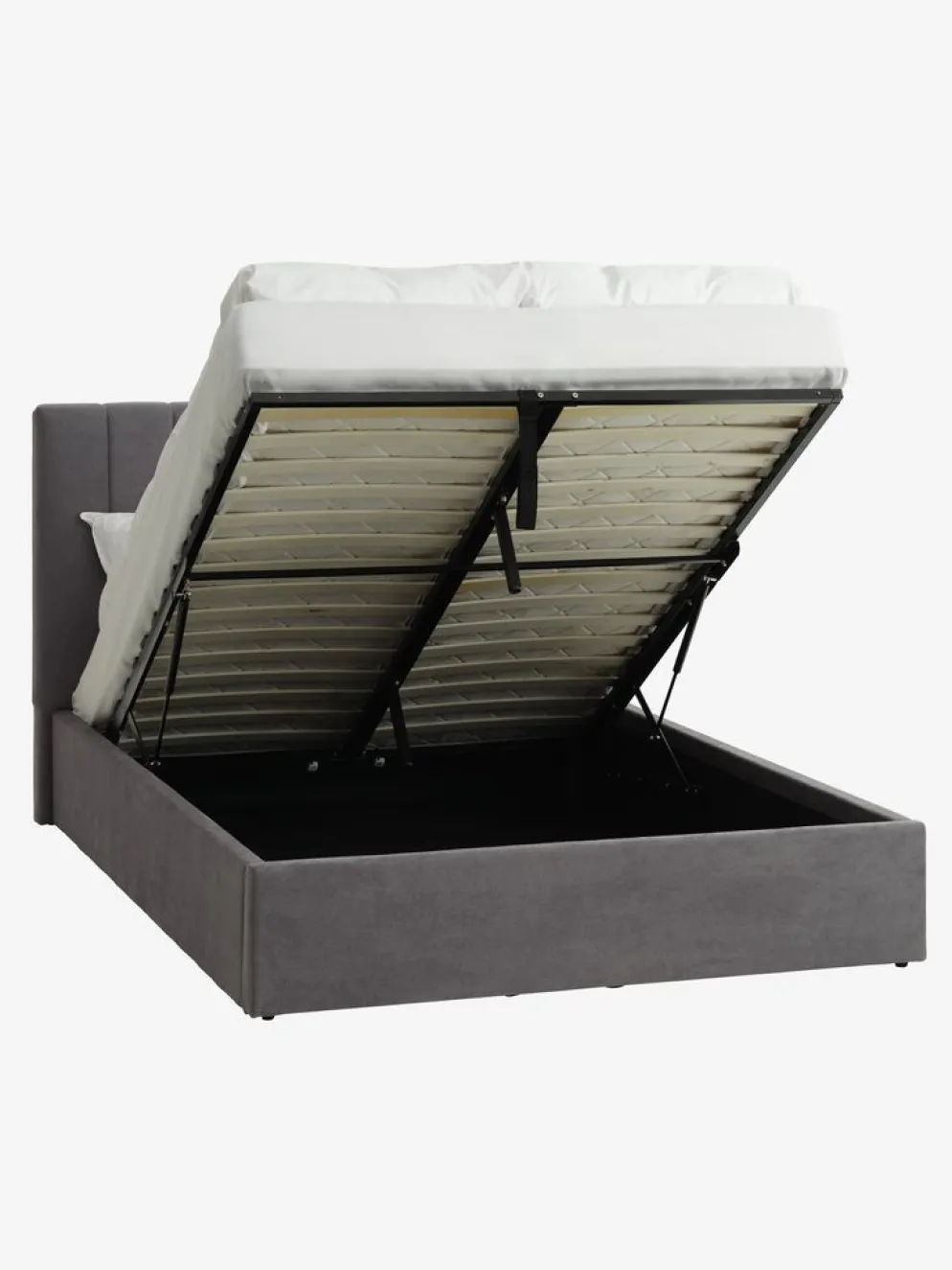 HASLEVCadre de lit HASLEV a/rangement 140x190 tissu gris foncé