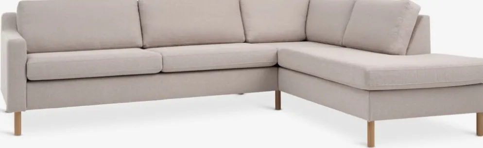 HELLERUPCanapé d'angle HELLERUP extrémité droit tissu beige/chêne