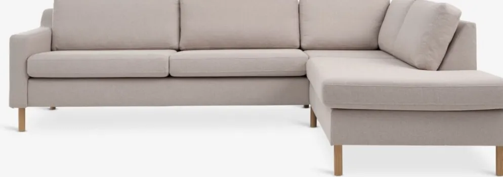HELLERUPCanapé d'angle HELLERUP extrémité droit tissu beige/chêne