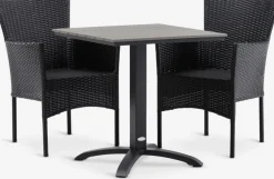 HOBRO + AIDTHOBRO L70 table gris + 2 AIDT chaises noir