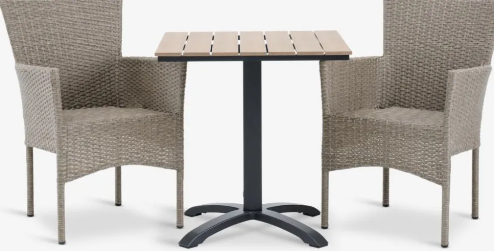HOBRO + AIDTHOBRO L70 table + 2 AIDT chair naturel