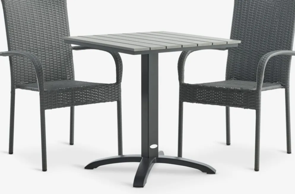 HOBRO + GUDHJEMHOBRO L70 table + 2 GUDHJEM chaises gris
