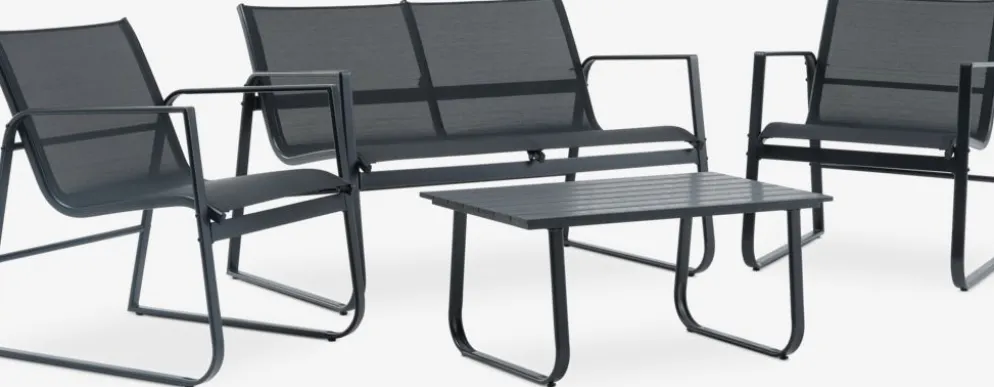 HORNSLETEnsemble lounge HORNSLET 4 personnes noir