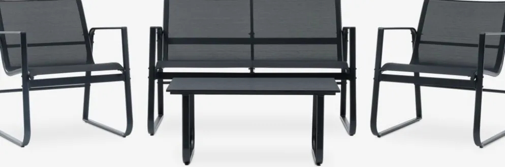 HORNSLETEnsemble lounge HORNSLET 4 personnes noir