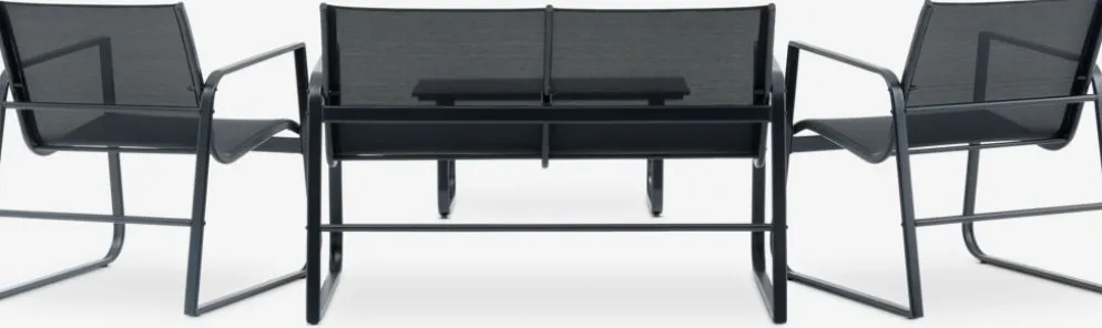 HORNSLETEnsemble lounge HORNSLET 4 personnes noir