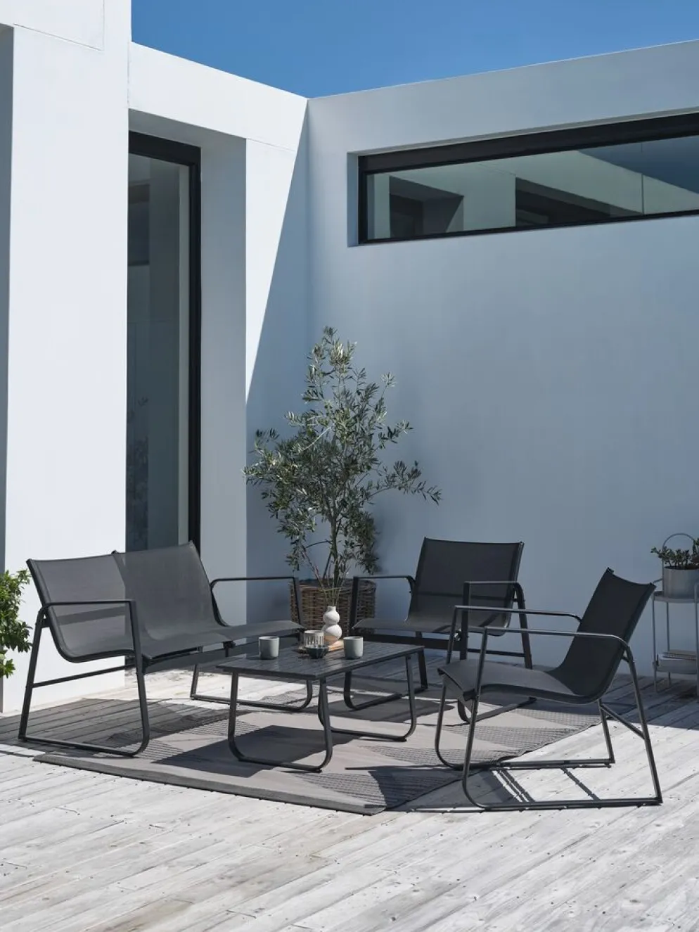 HORNSLETEnsemble lounge HORNSLET 4 personnes noir