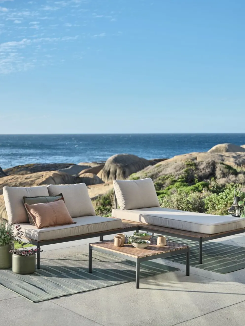 HOUEnsemble lounge HOU a/méridienne 3 personnes acacia