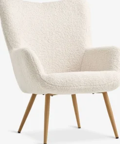 HUNDESTEDFauteuil HUNDESTED tissu teddy blanc cassé/coloris chêne