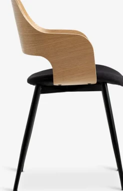 HVIDOVREChaise HVIDOVRE coloris chêne naturel/tissu noir