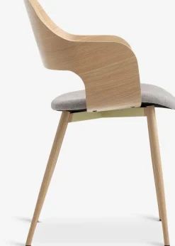HVIDOVREChaise HVIDOVRE coloris chêne clair/tissu gris clair