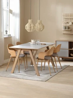HVIDOVREChaise HVIDOVRE coloris chêne clair/tissu gris clair