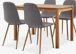 JEGERUP + JONSTRUPJEGERUP L115 table chêne naturel + 4 JONSTRUP chaises gris