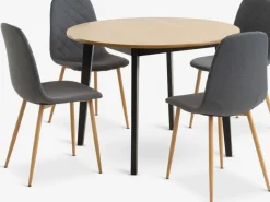 JEGIND + JONSTRUPJEGIND Ø105 table coloris chêne +4 JONSTRUP chaises asphalte
