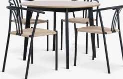 JEGIND + JYDERUPJEGIND Ø105 table colo. chêne + 4 JYDERUP chaises noir/nat