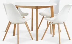 JEGIND + KASTRUPJEGIND Ø105 table blanc + 4 KASTRUP chaises blanc
